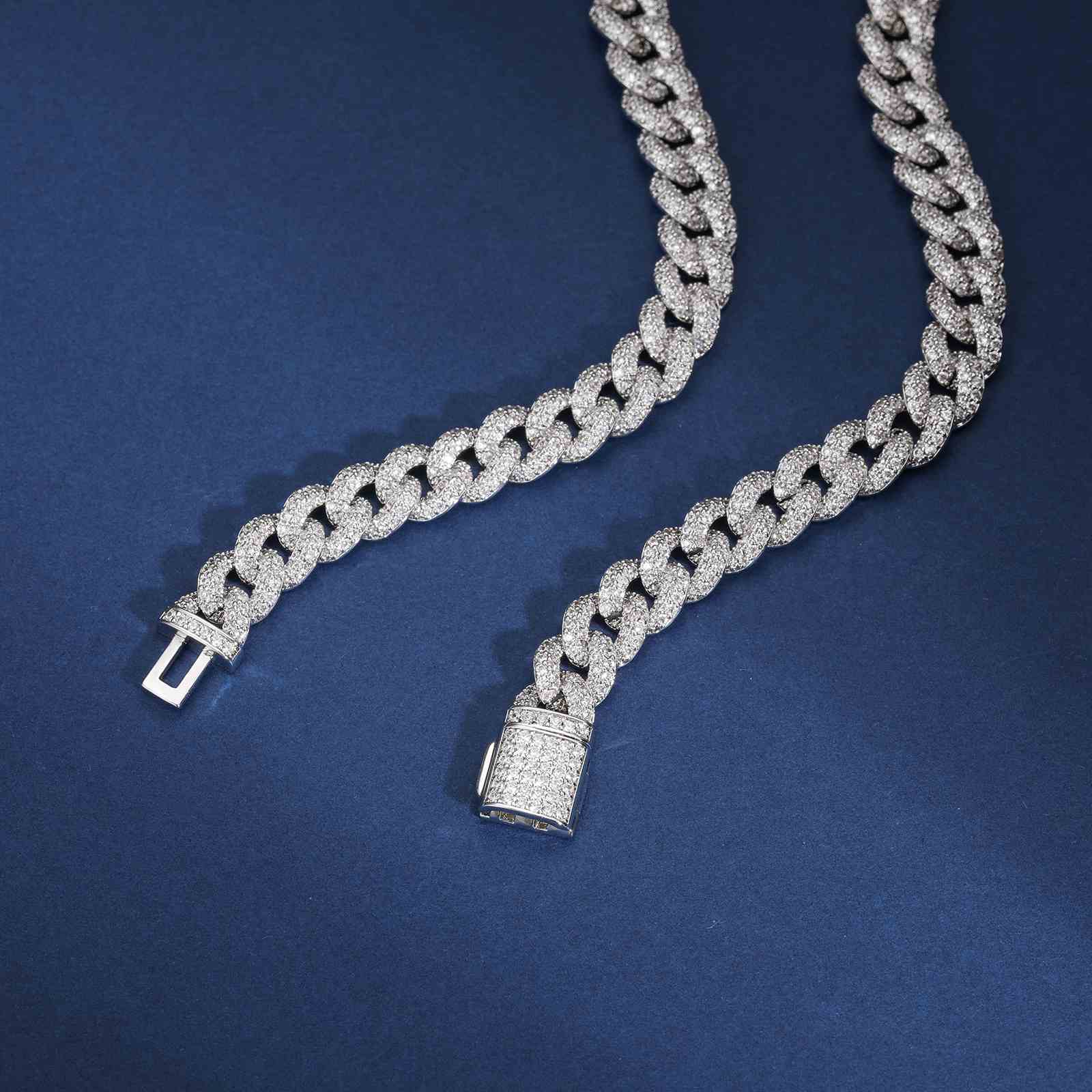 8mm 2 Rows Bubble Cuban Link Chain - 925 Sterling Silver & Moissanite