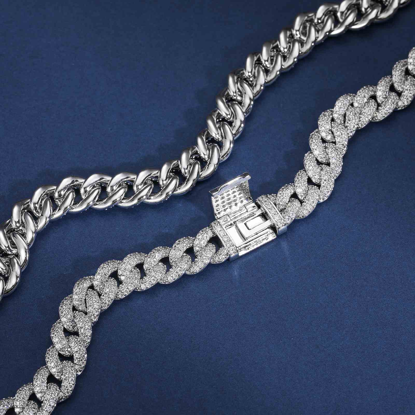 8mm 2 Rows Bubble Cuban Link Chain - 925 Sterling Silver & Moissanite