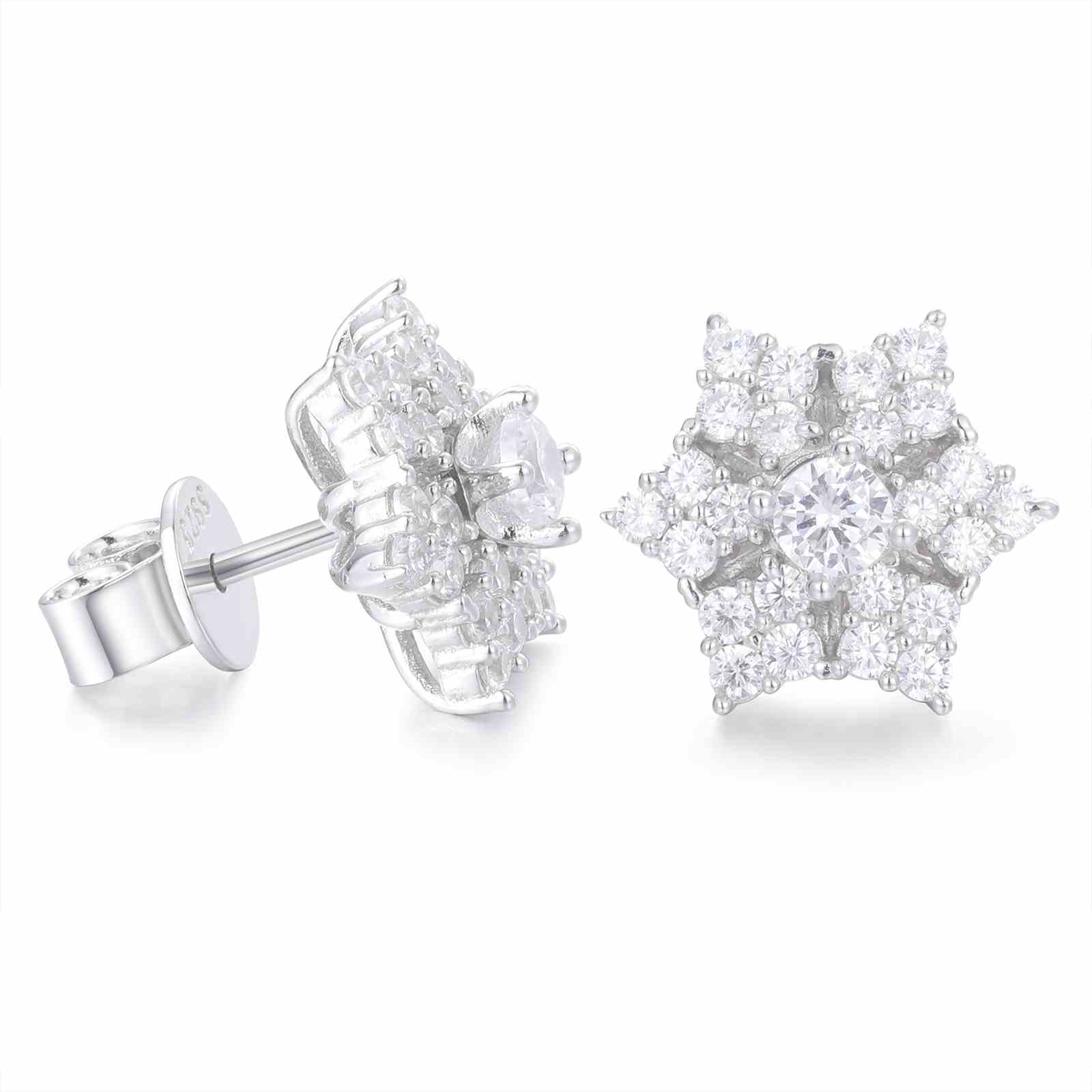 Dual Use Six-Pointed Star Earrings - 925 Sterling Silver & Moissanite