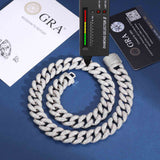 16mm 2 Rows Cuban Link Chain Necklace - 925 Sterling Silver & Moissanite